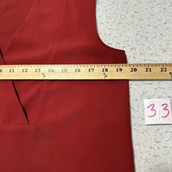 Uniqlo Women's Small V-Neck Drape Sleeveless Burgundy Red A-Line Dress Pullover - Picture 8 of 12